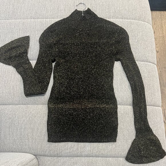 Veronica Beard Tops - Veronica‎ Beard Lilia Metallic Knitted Mock Turtleneck Flared Cuff Sweater Top S